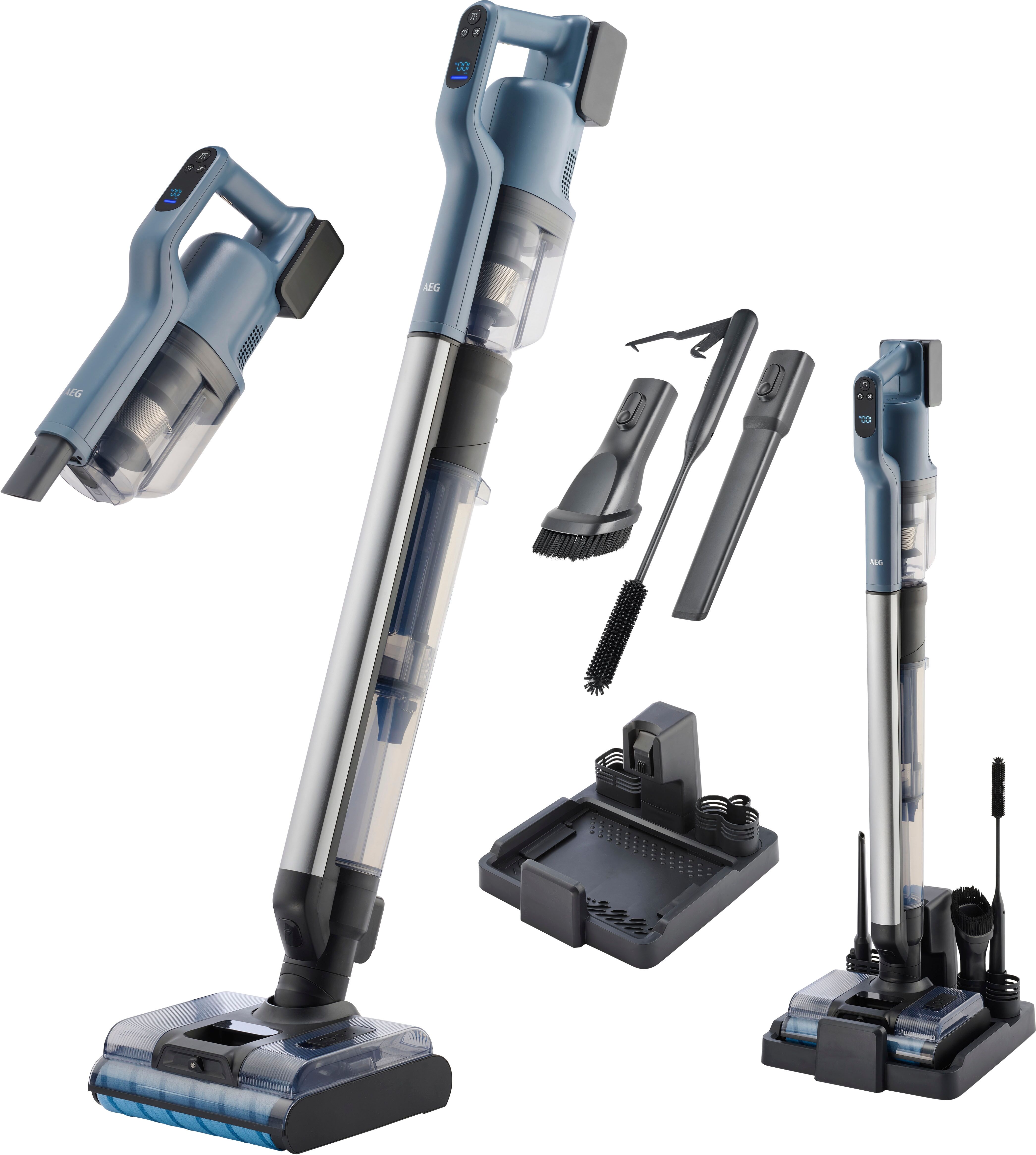 AEG Nass-Trocken-Sauger "ULTIMATE 8000 WET&DRY 2in1 (AW82U1DB)", blau (light denim blau), B:21,6cm H:110cm T:28,5cm, Mehrzwecksauger, 2in1 Nass- Trockenreinigung & Handsauger, automatische Selbstreinigung, Nass-Trocken-Sauger