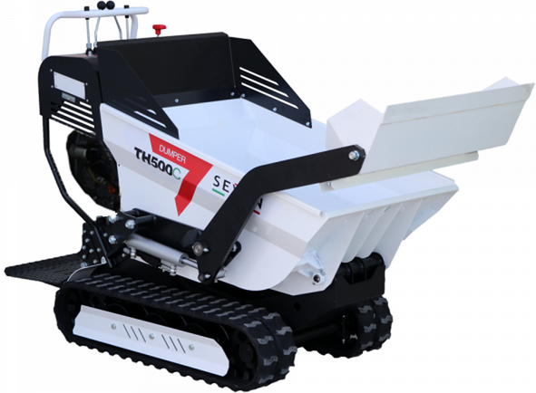 Seven Italy TH500C KM178-E - Brouette à chenilles avec benne dumper 500Kg et godet de chargement - Transmission hydrostatique