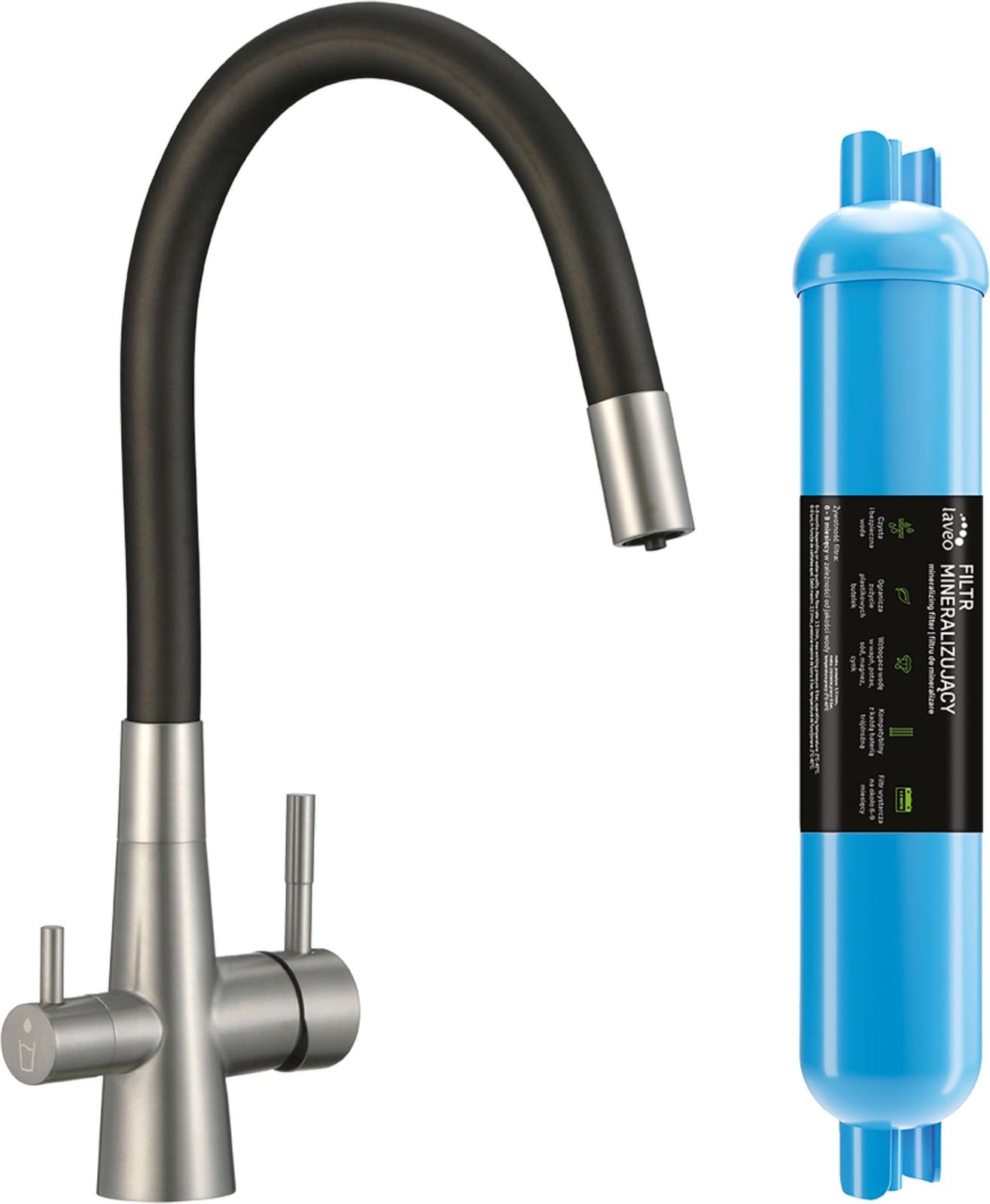 Laveo Keukenmengkraan met flexibele uitloop en Laveo Laveo mineralisatiefilter