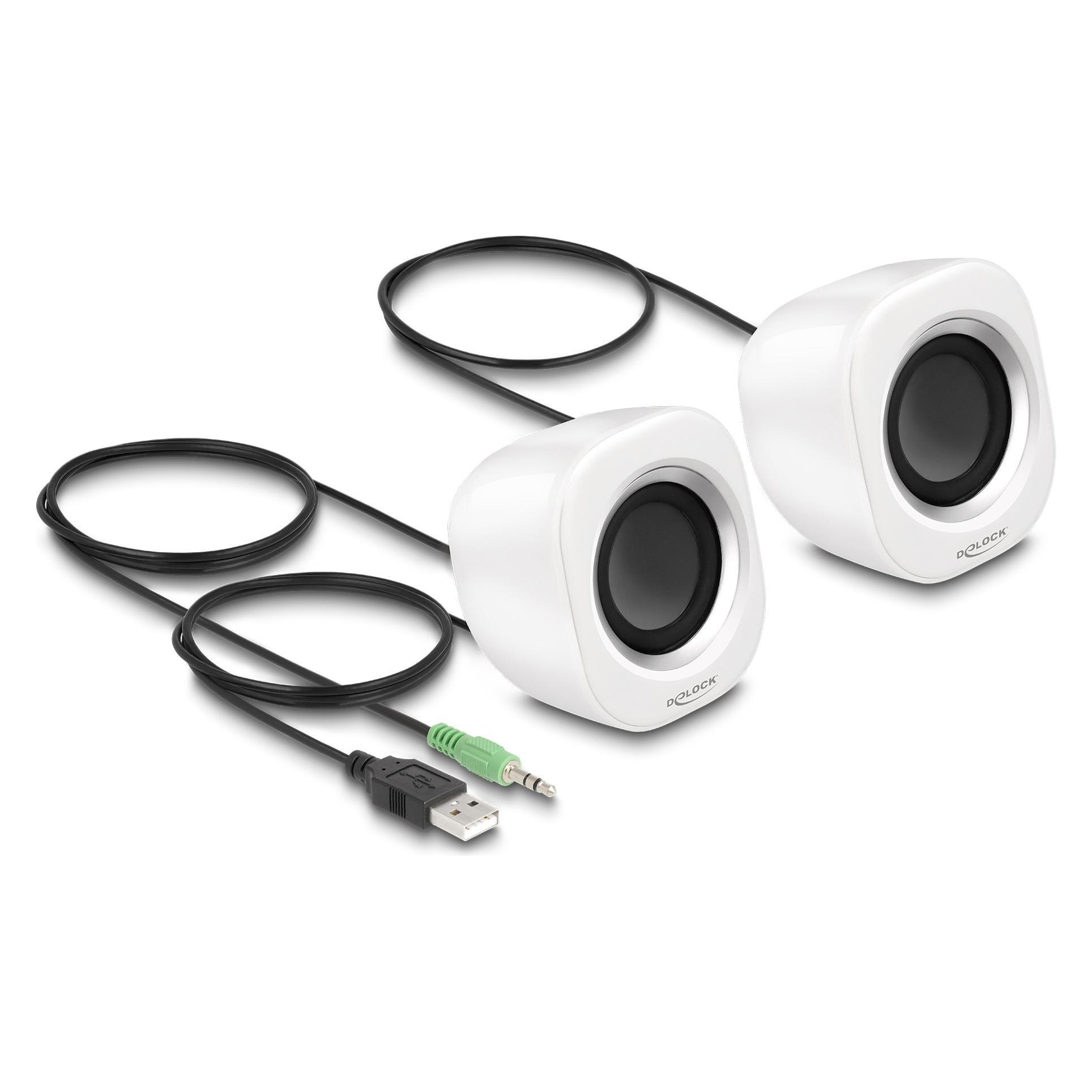 Delock 27008 - Mini Stereo PC Lautsprecher mit 3,5 mm Klinkenstecker und USB Stromversor (27008)