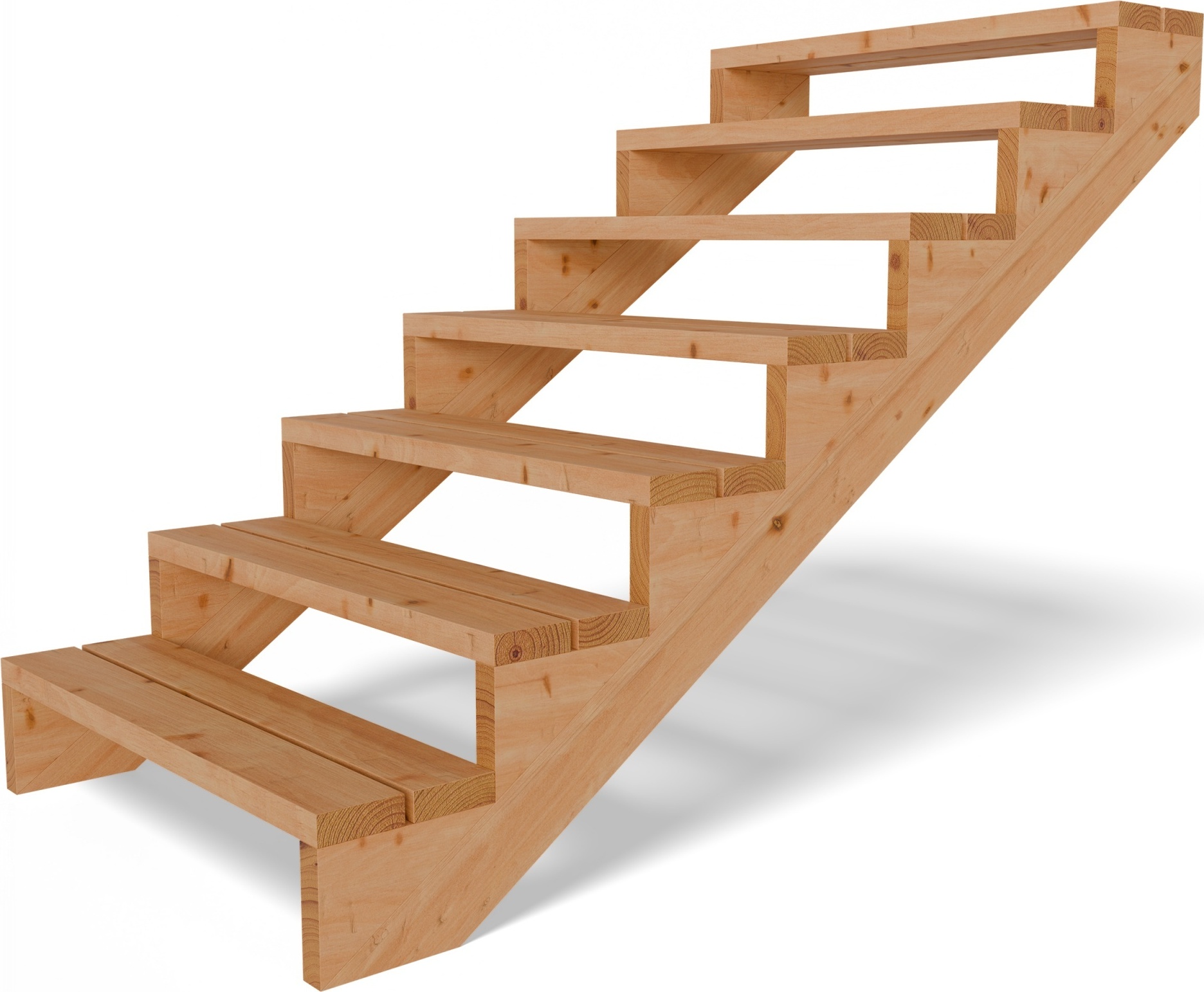 Terrassentreppe aus Lärche Treppe Stufen Wangentreppe Breite Größe: 7-stufig Breite: 95 cm