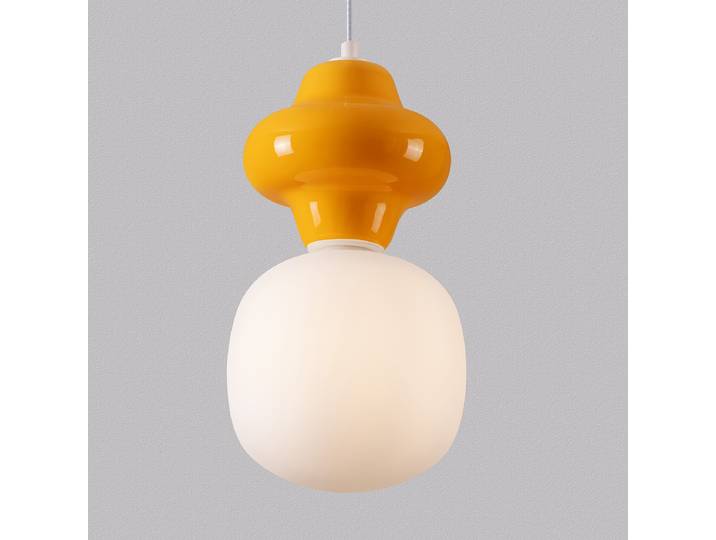 Suspension Clio type A Ø 18cm Orange/Orange céramique / verre opale LED G9