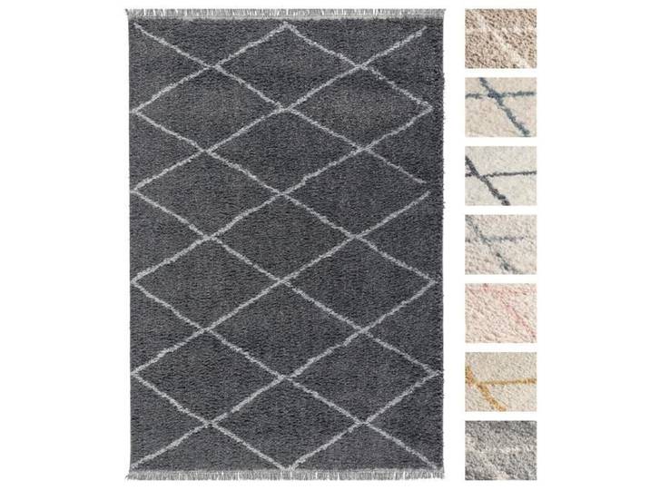 Tapis Shaggy Salon 195x290 cm Anthracite Dessin Diamant - TESSO LIVING - Rectangulaire - Synthétique - Salon