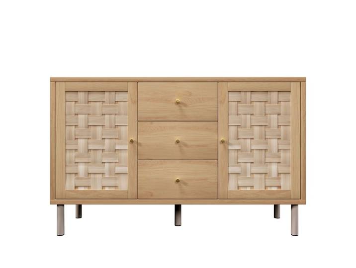 Commode en bois avec rangements réglables chêne 120x40x75 cm