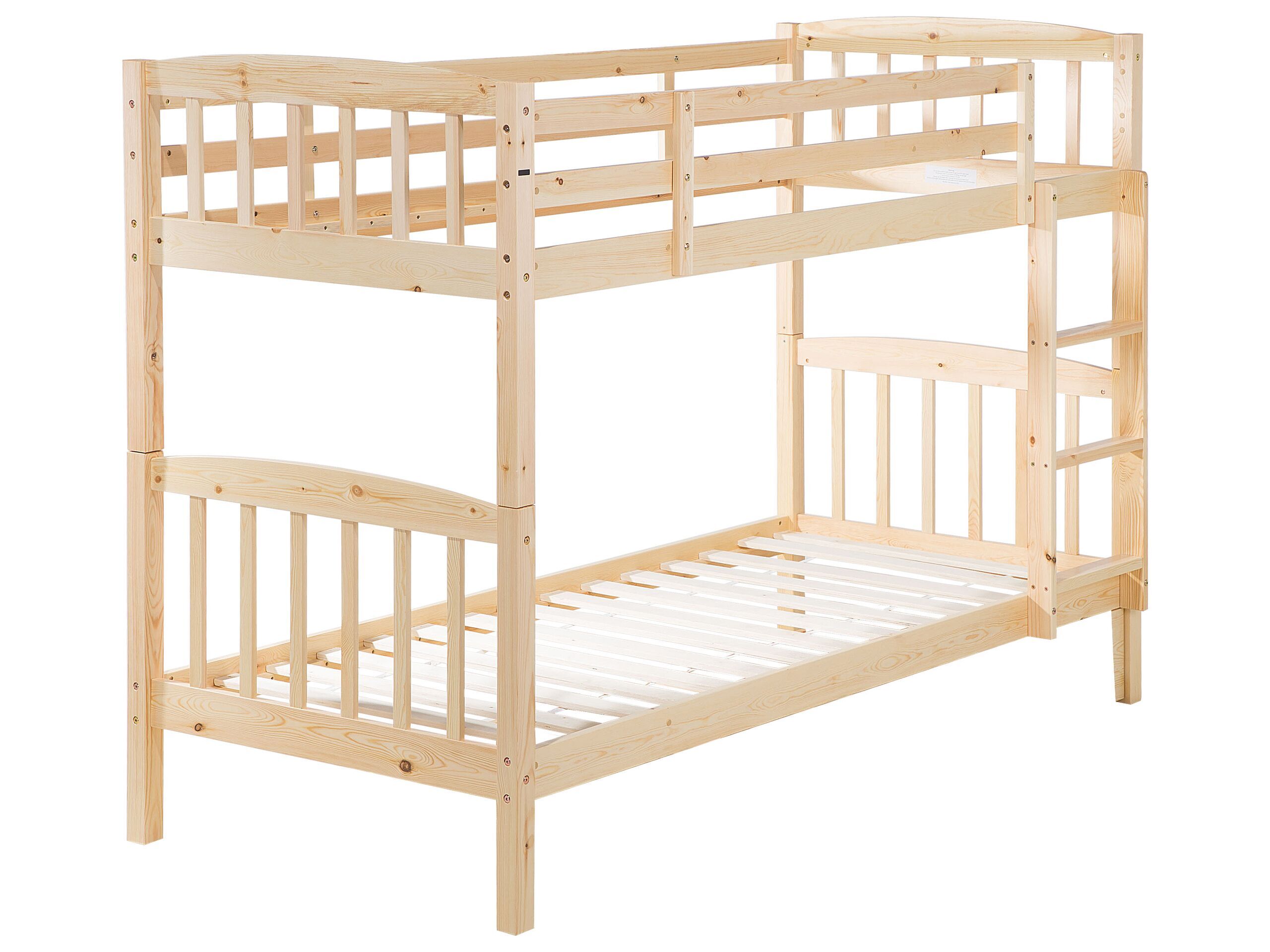 BELIANI Hochbett Hellbraun 90 x 200 cm Kiefernholz Natürliches Material Etagenbett Mit Leiter Modern Klassisch