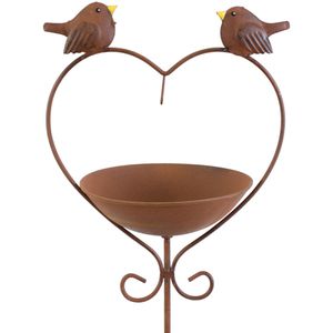 Frank-Flechtwaren Vogeltränke Herz, 221081, 21 x 115 x 21 cm, freistehend, mit Dekovögel, aus Metall
