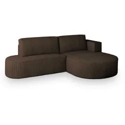 ECKSOFA CORTIO P R-S Braun Kordstoff mit Schlaffunktion