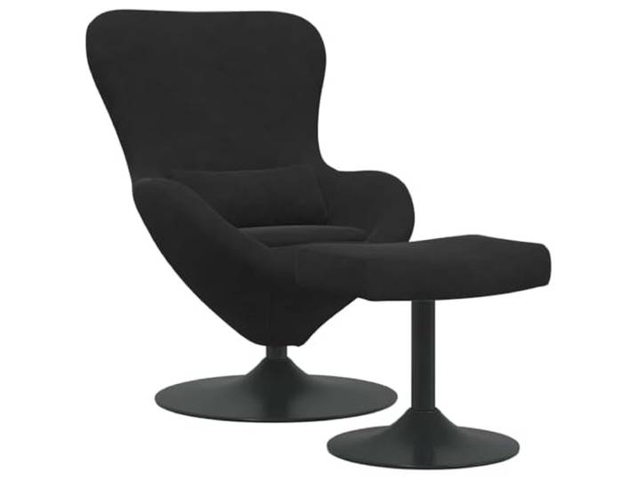 KDVXBCQJH Loungesessel mit Fußhocker 360° Drehbar Samt Schwarz Drehbarer Relaxsessel mit Hocker aus Samt und Metall für Wohnzimmer und Schlafzimmer.