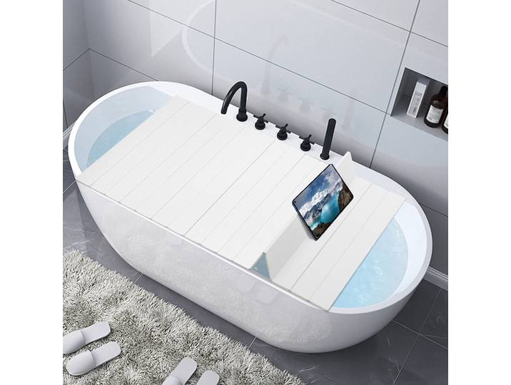 Housse de baignoire pliante 70x170cm, housse de baignoire, plateau de bain, anti-poussière, garde la température de l'eau, blanc