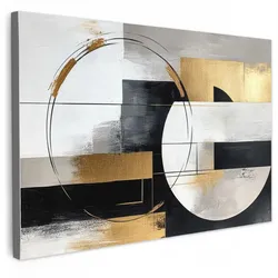 LEINWANDBILD Abstrakt - Gold - Silber - Formen - Ästhetik Wanddeko 90x60 cm