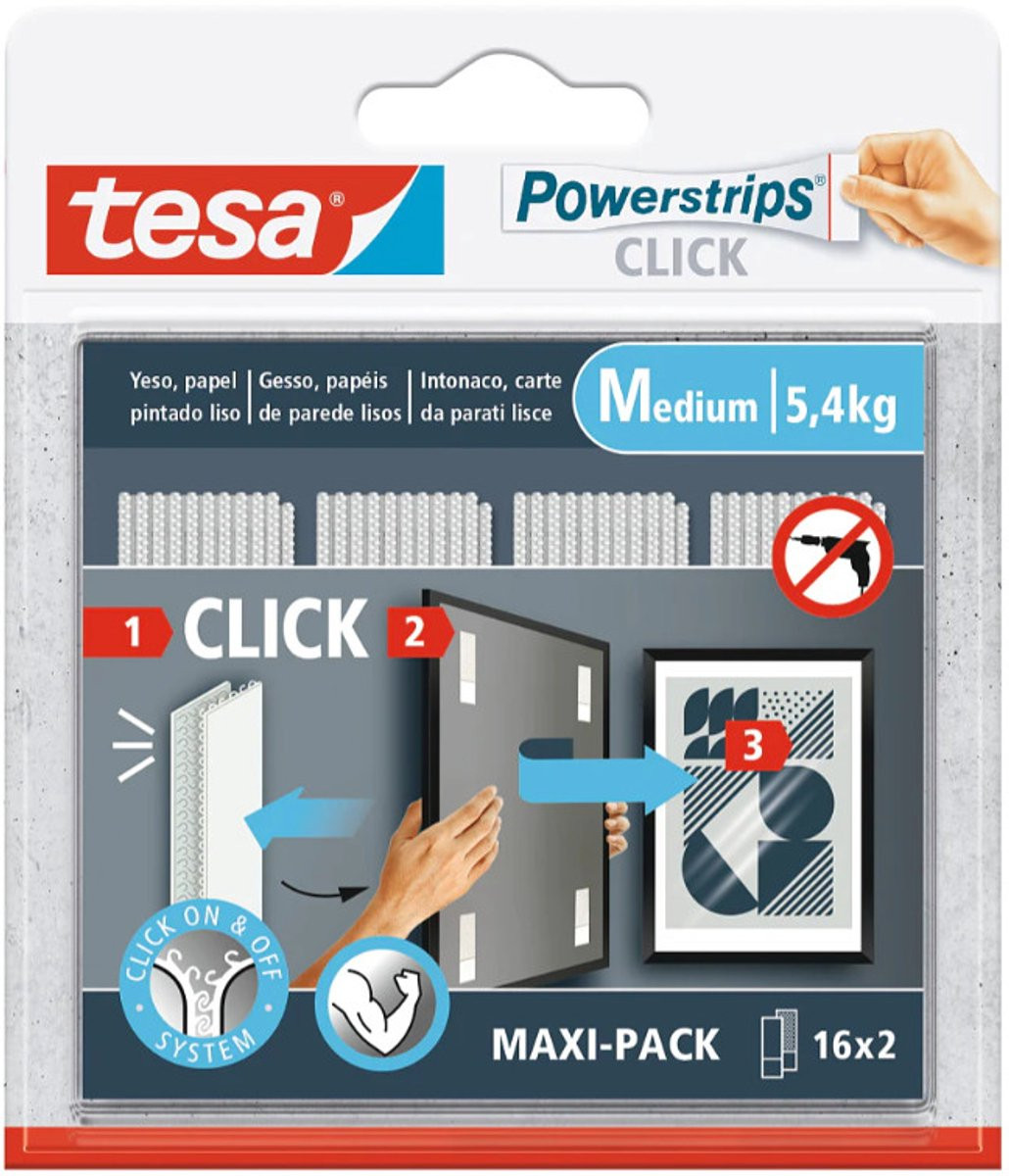 TESA Powerstrips Click Montageplaatje
