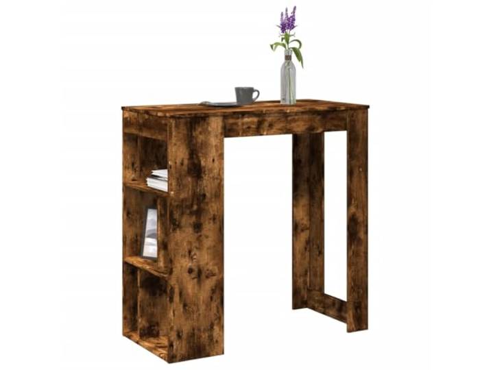 HEFZGDB Bartisch mit Regal Räuchereiche 102x50x103,5 cm Holzwerkstoff, 6 Fächer Stauraum für Flaschen und Küchenutensilien, Hochtisch für Küche und Wohnzimmer, pflegeleichtes Design,