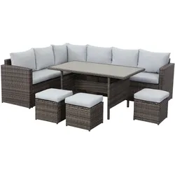 9-Sitzer Lounge Set Polyrattan mit Sofa Tisch Polster -versch. Ausführungen