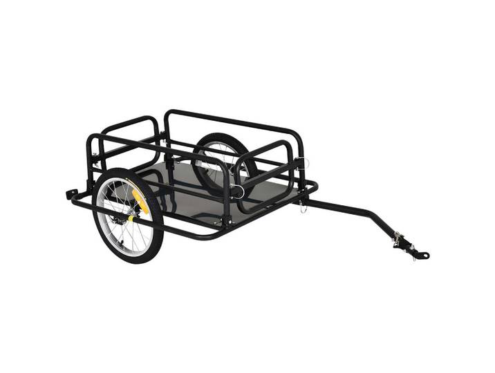 Homcom Fahrradanhänger Lastenanhänger für Fahrrad 40 kg Belastbarkeit Stahl, Schwarz, Metall, 71.5x49x139 cm, Freizeit & Co, Sport & Fitness, Fahrradanhänger
