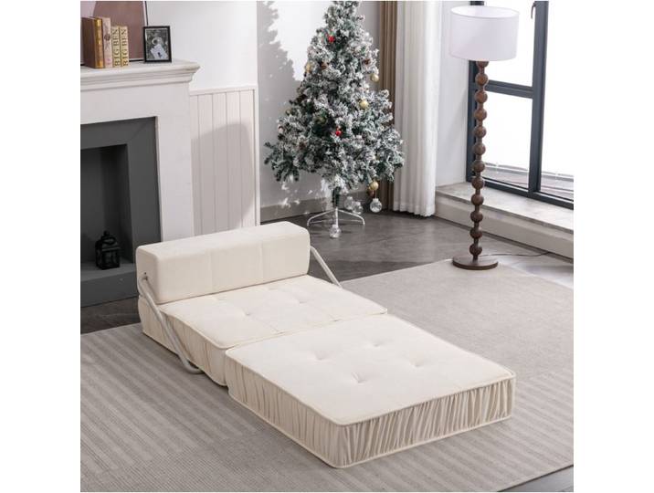 Canapé pliant blanc chaise futon convertible matelas pliable pour salon et bureau