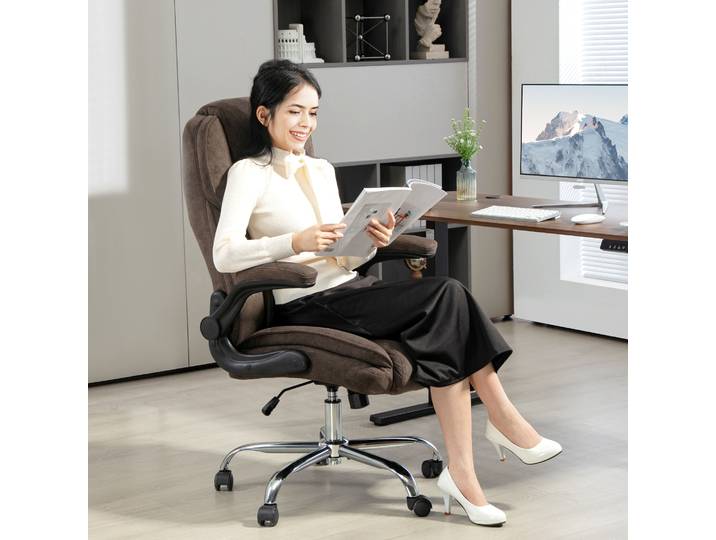 HOMCOM Chaise Bureau Ergonomique Hauteur Réglable Marron