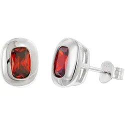trendor 21440-16 Damen-Ohrringe 925 Silber Ohrstecker Zirkonia Granatrot