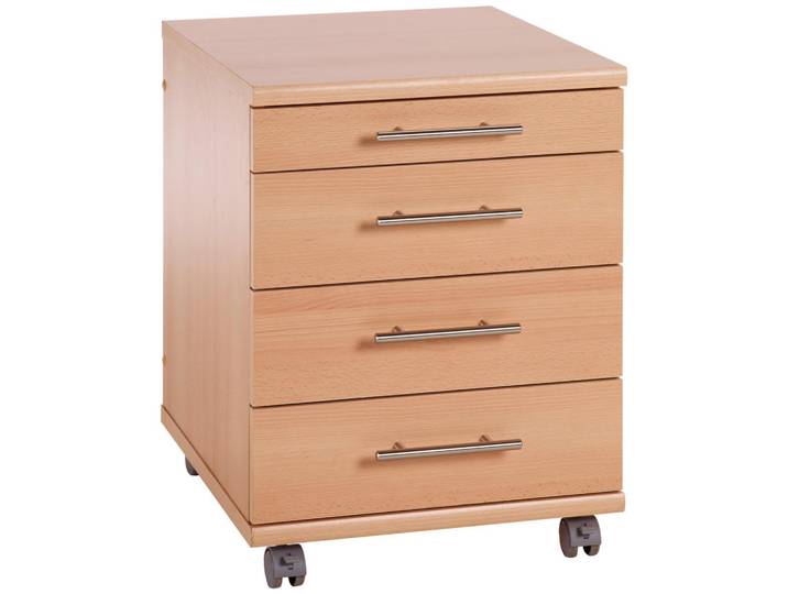 Mid.you Rollcontainer, Buchefarben, 4 Schublade(n) Schubladen, 41.6x56.9x50 cm, Fsc, Büromöbel, Schreibtischcontainer, Rollcontainer