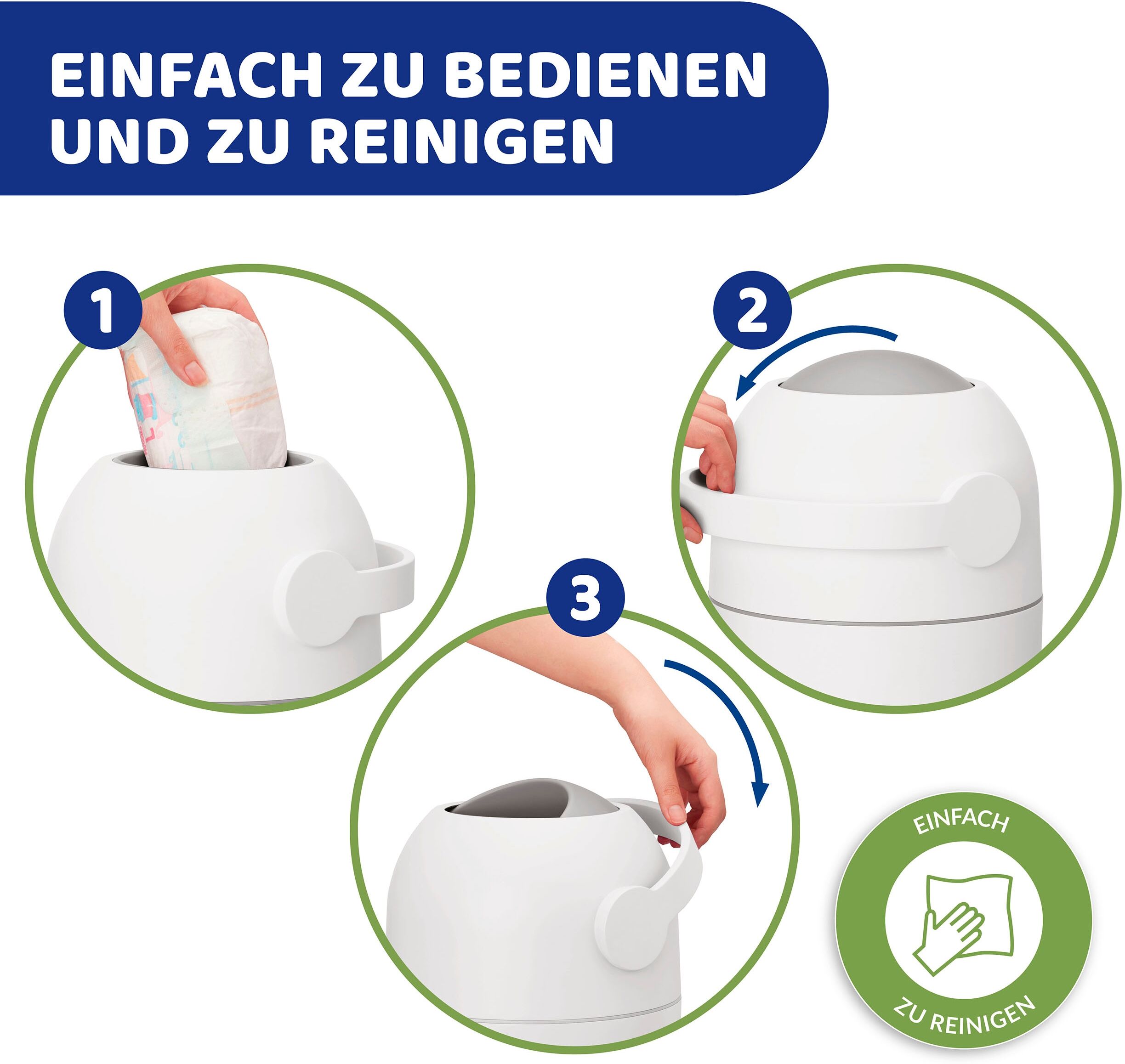 Windeleimer CHICCO "Odour Off", Baby, Gr. B/H/T: 48cm, weiss (weiß), Kunststoff, uni, Mülleimer Windeleimer weiß B/H/T: 48cm
