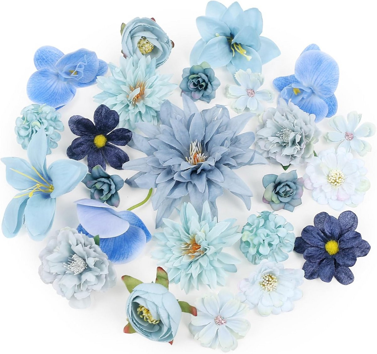 24 Kunstbloemen van Zijde - Mix van Kleine en Grote Sierbloemen voor DIY, Scrapbooking en Decoratie