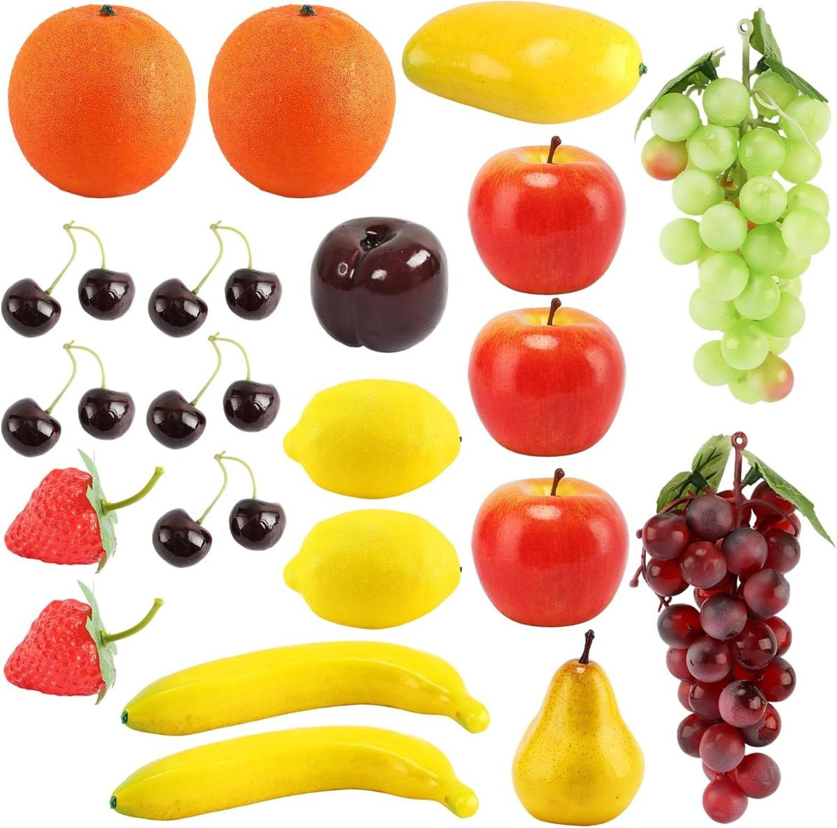 Kunstfruit Set met 21 stuks kleurrijk nep fruit voor realistische keuken decoratie