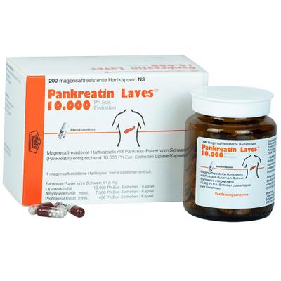 Pankreatin Laves 10.000 Ph.Eur.-Einh.msr.Hartkaps. 200 St Magensaftresistente Hartkapseln