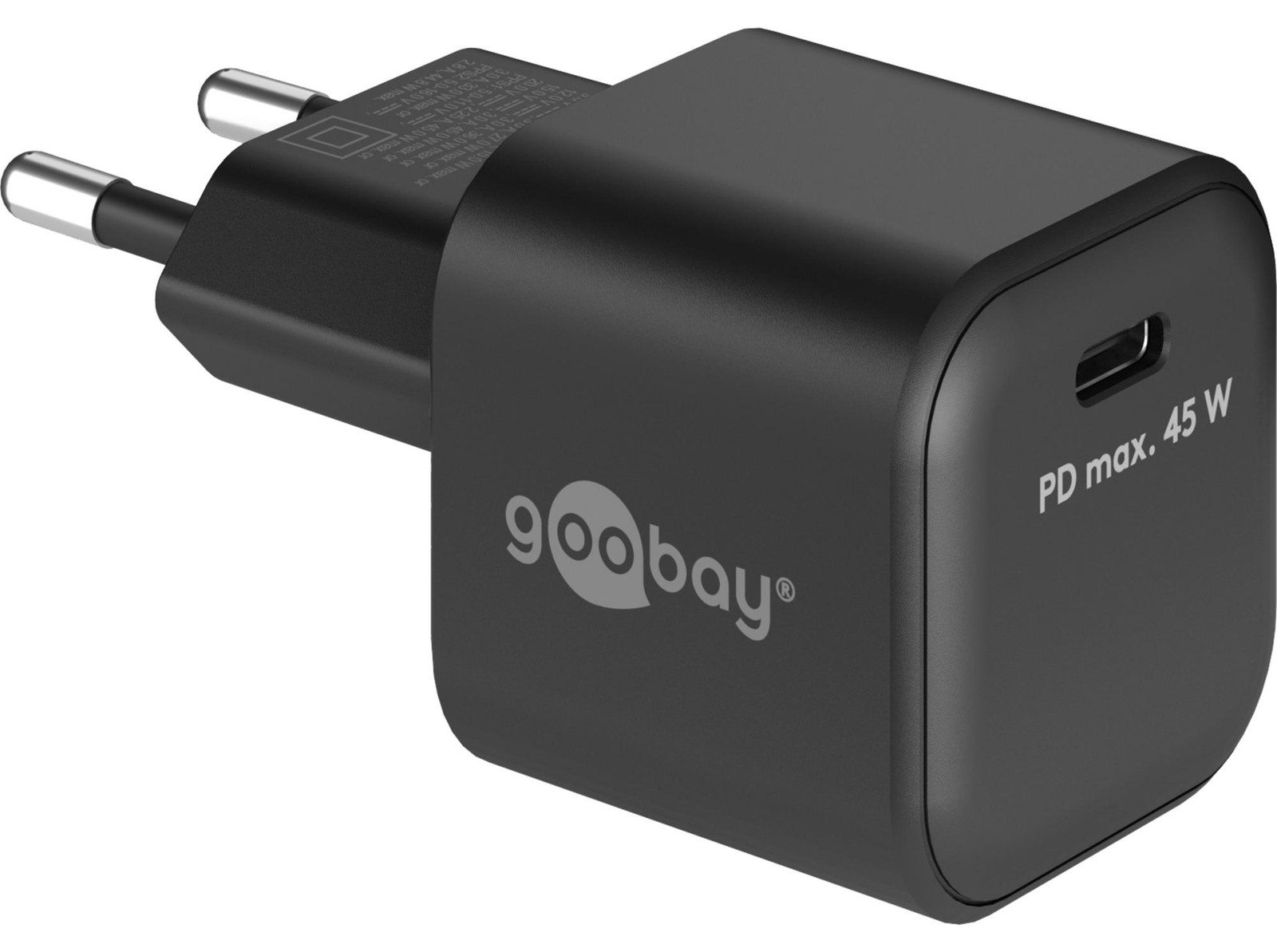 Goobay 45W USB-C PD GaN snellader nano, zwart