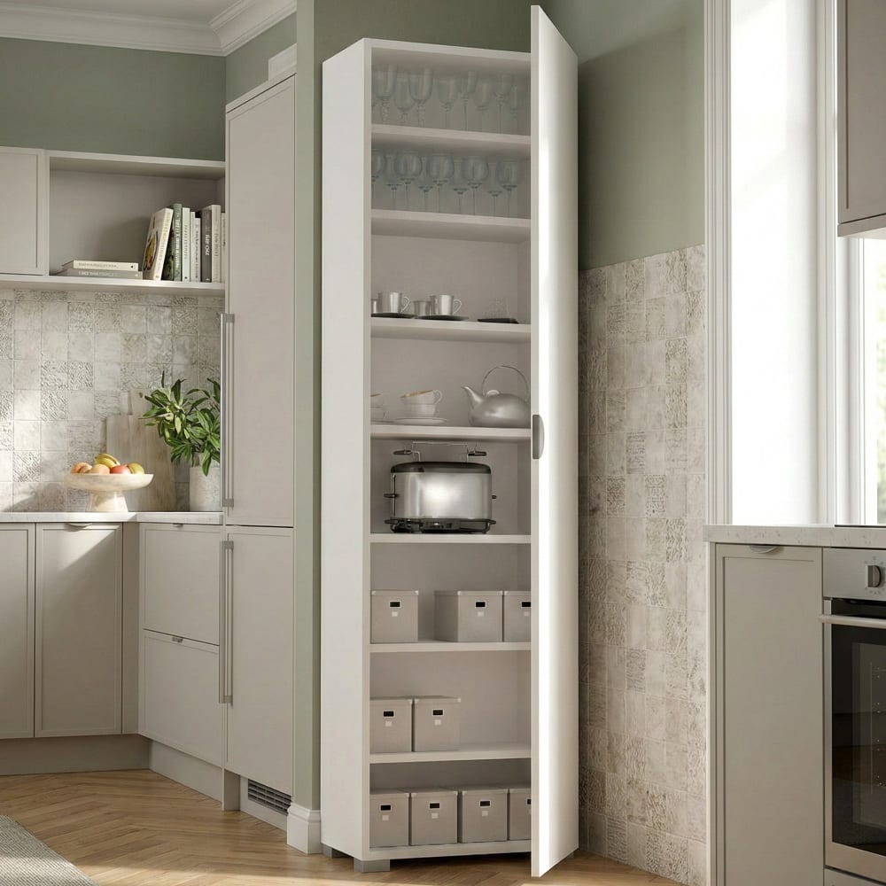 Dmora Armario multiusos 1 puerta blanco efecto madera 50x30h182 cm