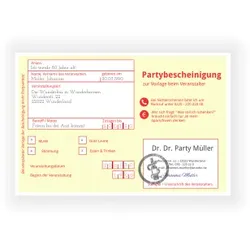 Einladungskarte 80. Geburtstag: Arztbescheinigung in Creme