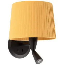 Faro Wandleuchte SAMBA E27, IP20, mit Leser, schwarz matt, gelb FAR-64309-36