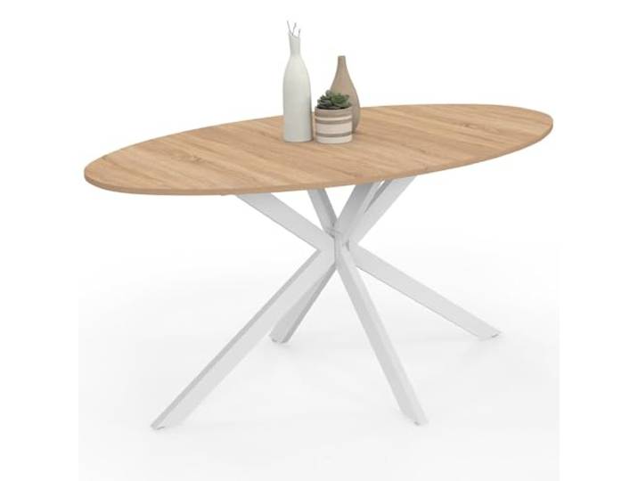 IDMarket - Ovaler Esstisch ALIX 8 Personen Spinnenfuß Holz und Weiß 150 cm