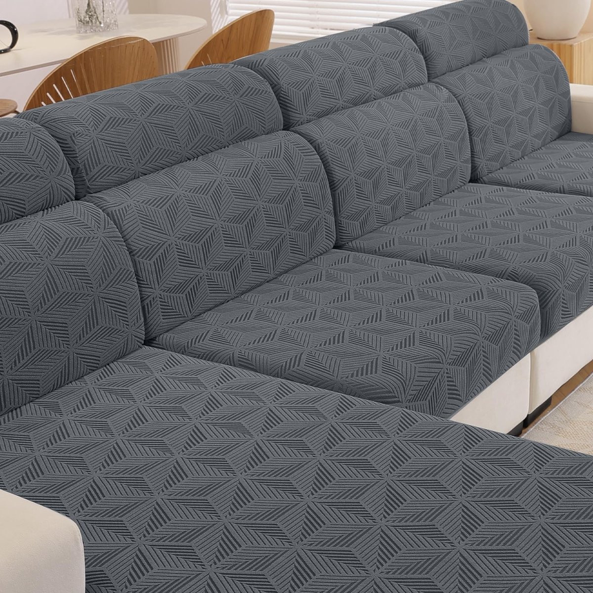 Aladdien Stretch Sofa Zitkussen Hoezen - Krasbestendig - Lichtgrijs - Universele Meubelbeschermer voor Bankkussens