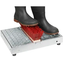 PROREGAL Robuster Schuhreiniger mit Bürste | HxBxT 45,5x35,5x17cm | Stahl-Gitterrost | Silber | Schuhputzer Schuhabstreifer