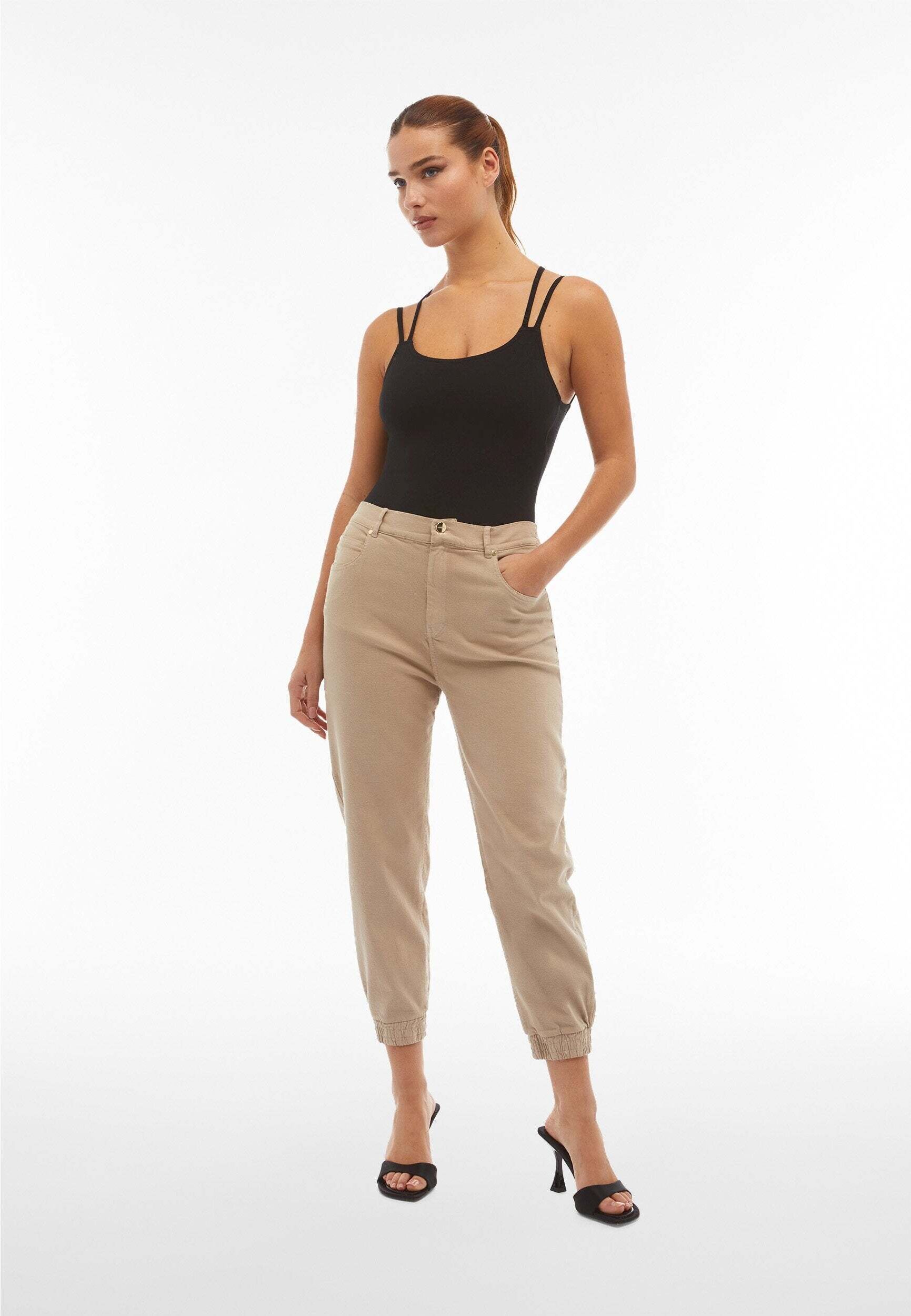 Jeggings FREDDY "Jeans BLACK45LS417ORG", Damen, Gr. L, EURO, beige (cobblestone), Obermaterial: 98% Baumwolle CO. 2% Elasthan EL., Hosen Jeggings cobblestone L, EURO