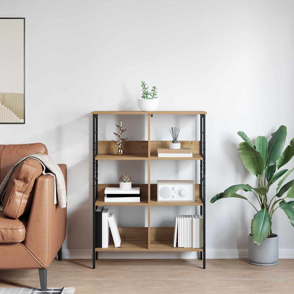 Trent Austin Design 82cm W Steel Etagere Bookcase Artisan Oak (3 Shelves) 112cm. H x 82cm. W x 32cm. D
