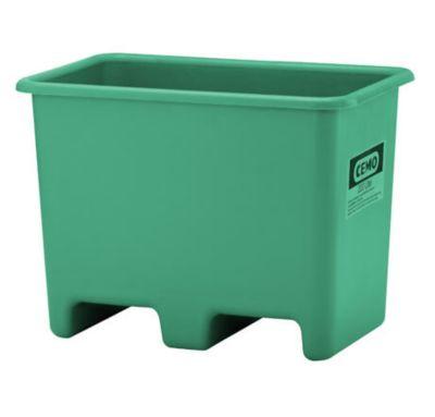 Rechteckbehälter Cemo, glasfaserverstärkter Kunststoff (GFK), grün, L 870 x B 570 x H 640 mm, 200 l hoch, mit Staplertaschen