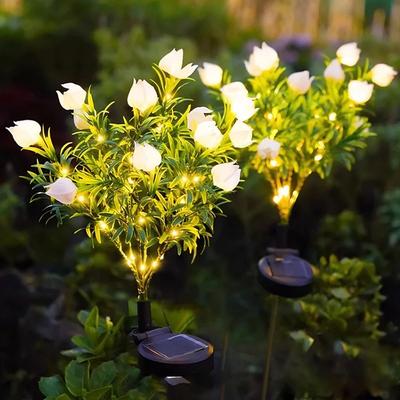 Inspired Living Solar Gardenia Flower Light Warm White Outdoor Solar Garden Lamp For Lawn & Garden Decor pink