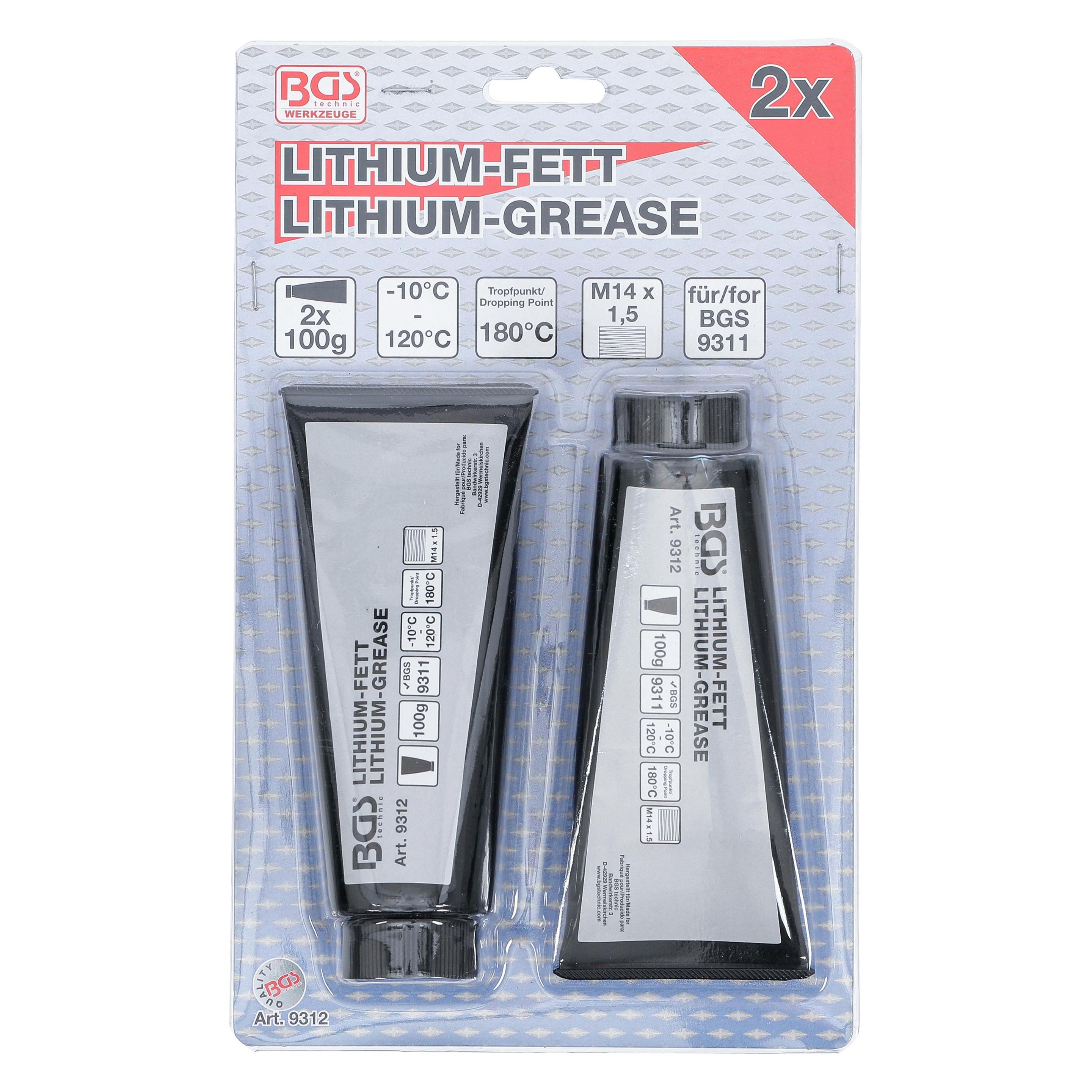 BGS Lithium-Fett für Mini-Fettpresse Art. 9311 2 Tuben (Fettpresse) (9312)