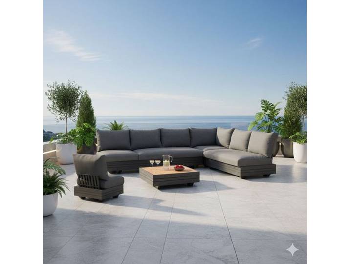 Zebra Cubo Neo Ecklounge inkl. Loungetisch Aluminium/Sunproof Dunkelgrau
