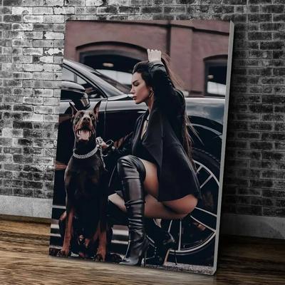 Inspired Living Black & White Doberman Wall Art Fashion Dog Canvas Print For Modern Living Room Decor 21x30cmframeless 10