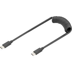 Digitus AK-300431-006-S USB-C® Adapter [1x USB-C® - 1x USB-C®] Schwarz Spiralkabel 1 m