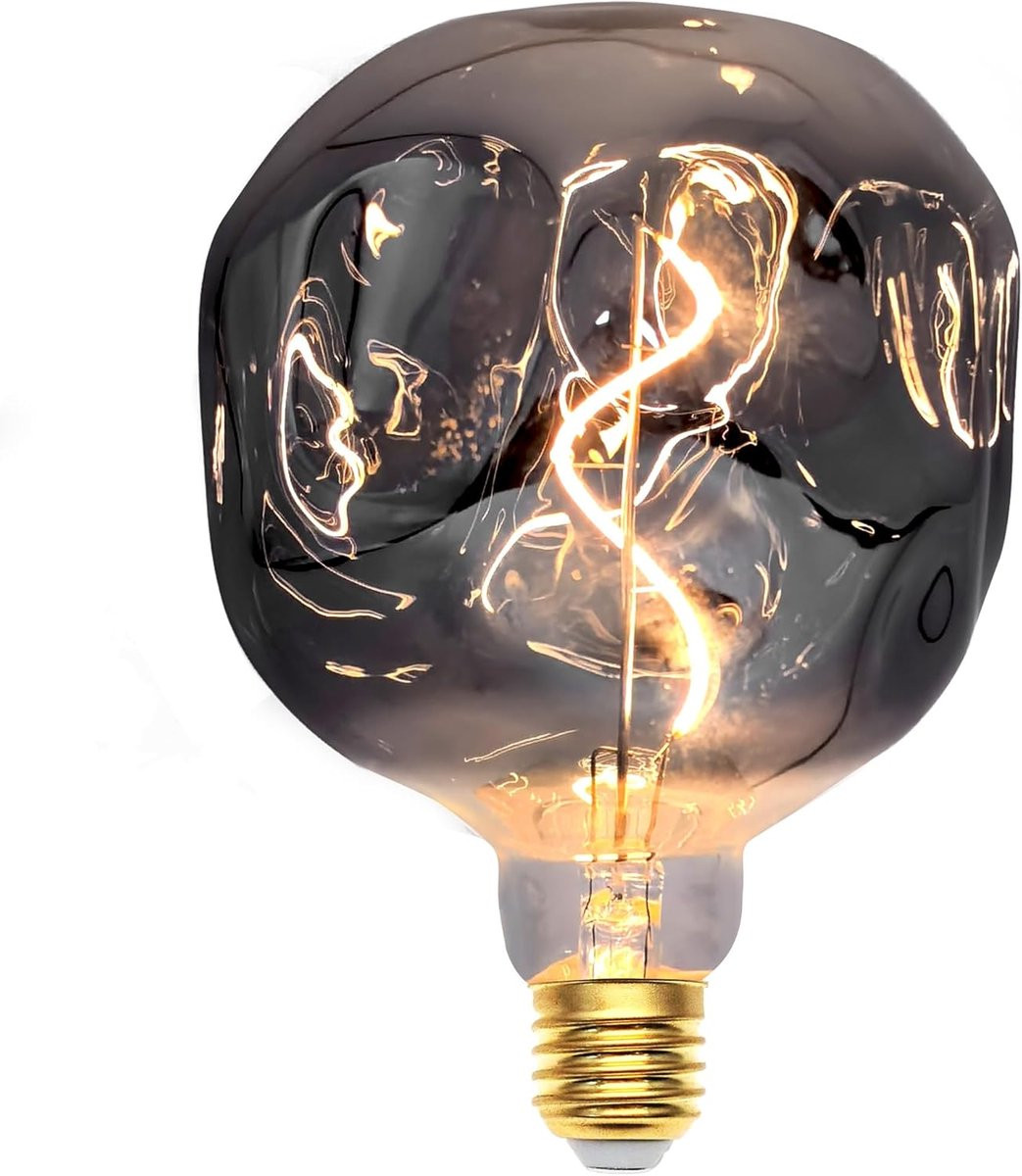 Merkloze Vintage E27 LED Gloeilamp, Dimbaar 3W, Retro Antieke Decoratieve Lamp, Grijs, 125 mm