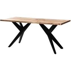 ESSTISCH Massivholz Metall Rechteckig Loft-Stil, Akazie 160x80x76 cm