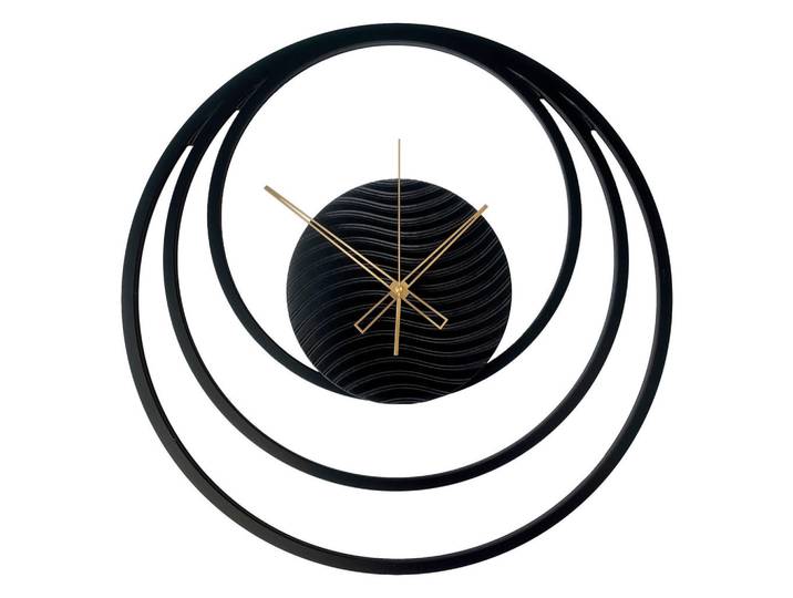 Wanduhr -, Schwarz, Goldfarben, Holz, Metall, Kunststoff, Fsc, Made in EU, Dekoration, Uhren, Wanduhren