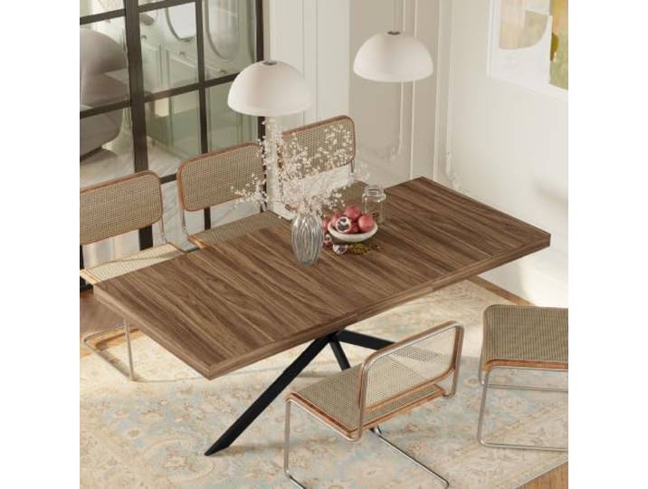 Switdo Esstisch Ausziehbar 140-180CM Braun Rechteckig Mit Stau Ausziehbar von 140 auf 180 cm mit verdecktem Stauraum