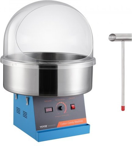 VEVOR Elektrische Suikerspinmachine 1000W met Blauw Deksel en Roestvrijstalen Kom