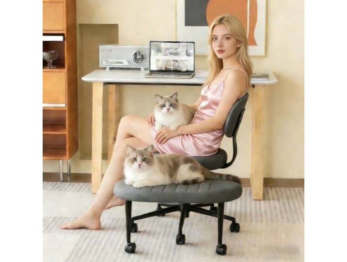 Chaise de bureau - Home Office velours - Réglable en hauteur - Pivotante 360° - Repose‑pieds rotatif