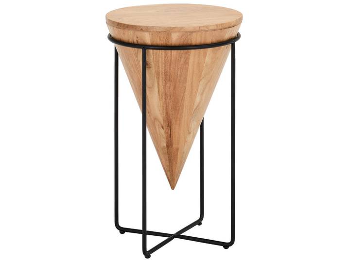 Landscape Beistelltisch, Schwarz, Akaziefarben, Holz, Metall, Akazie, vollmassiv, Holz, rund, rund, 41x66x41 cm, Holzmöbel, Holztische, Wohnzimmertische Holz, Beistelltische Holz