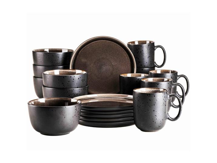 Mäser Frühstücksservice, Schwarz, Greige, Keramik, 18-teilig, Essen & Trinken, Geschirr, Geschirr-Sets, Kaffeeservice