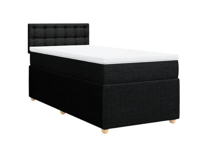 PUGYNBK Boxspringbett mit Matratze, Polyestergewebe, Schwarz, 100 x 200 cm Taschenfedern, waschbarer Matratzenschoner, Lam inklusive, atmungsaktive Unterstützung